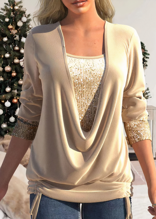 Casual Sequin Long Sleeve Blouse for Women