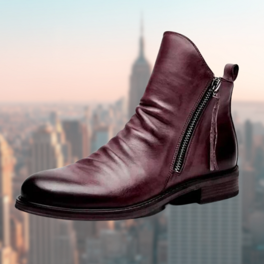 High-top Tassel Zip Leather Boots for Men