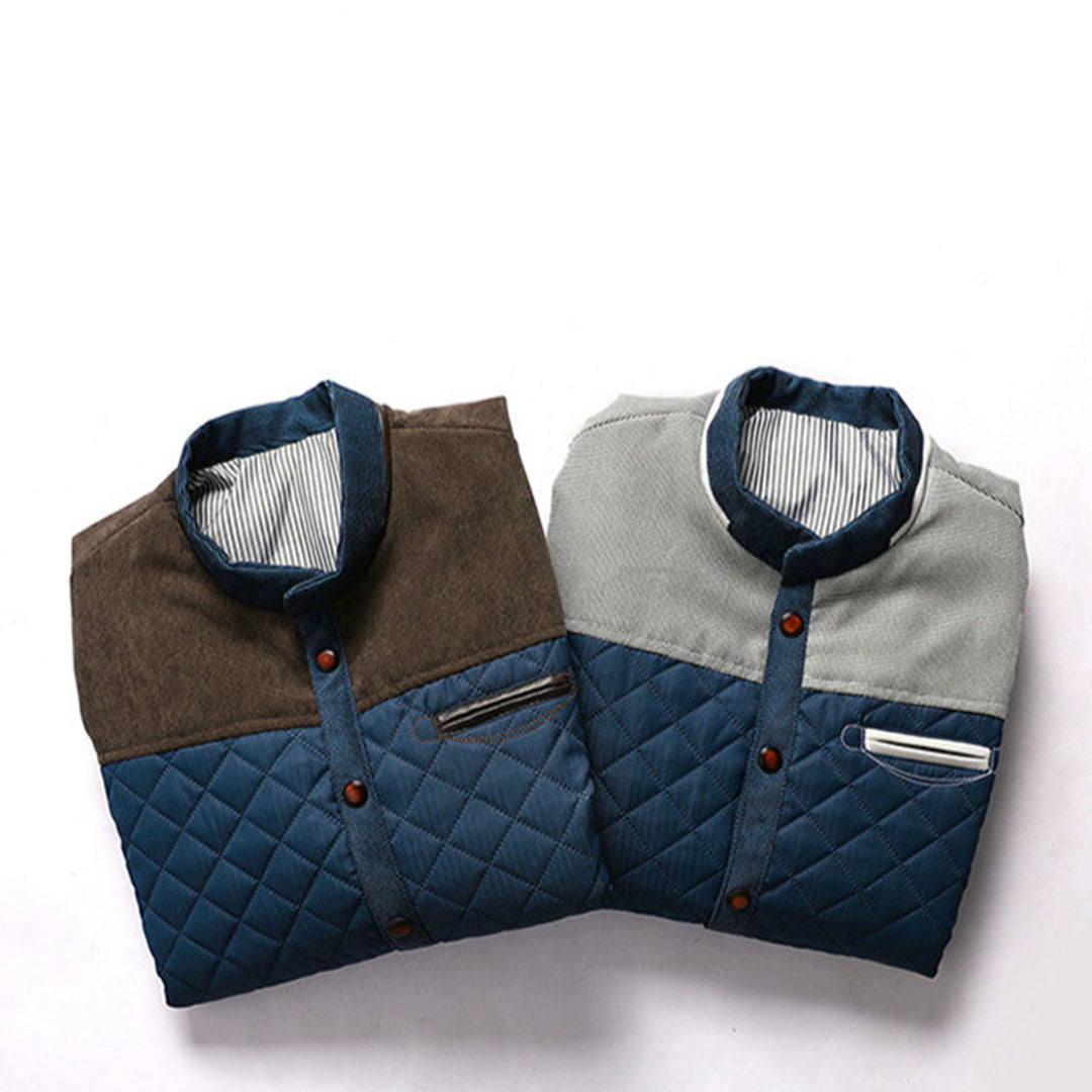 Trendy Padded Stand Collar Jacket with for Men