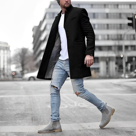 Warm Long Coat with Pockets for Men