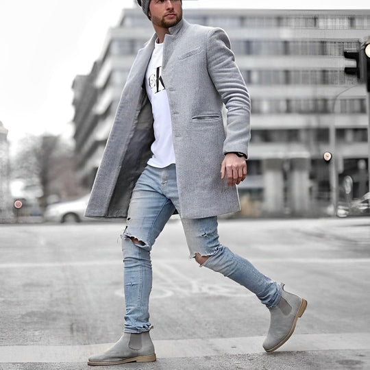 Warm Long Coat with Pockets for Men