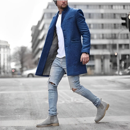 Warm Long Coat with Pockets for Men