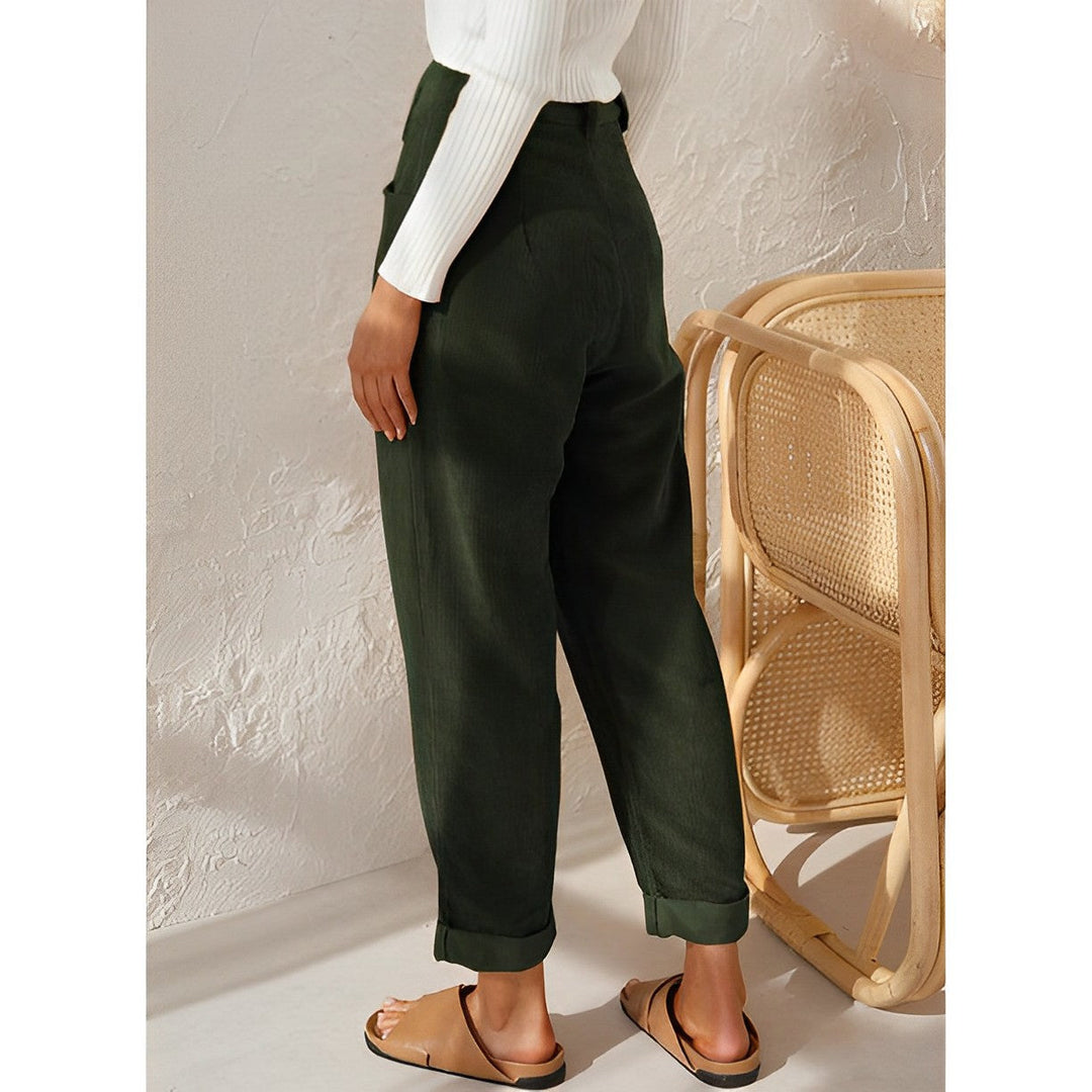 Stylish High Waist Corduroy Pants for Women