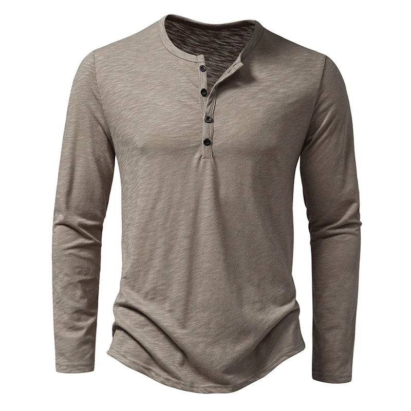 Slim-Fit Buttoned Long Sleeve Shirt for Men