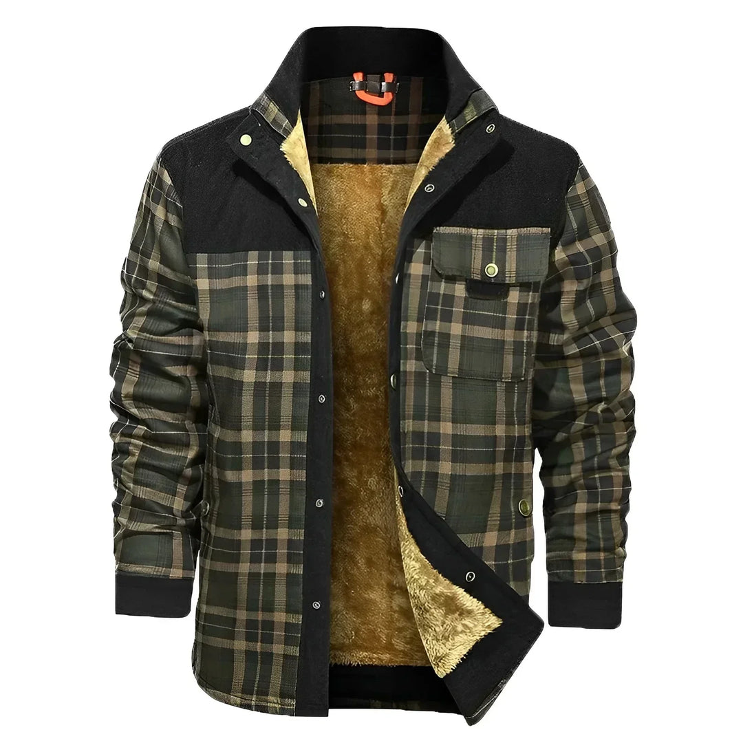 Casual Fleece Lining Plaid Jacket for Men