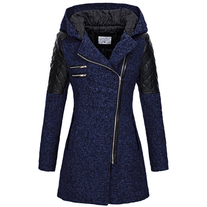 Asymmetrical Zip Fleece Lined Winter Jacket for Women