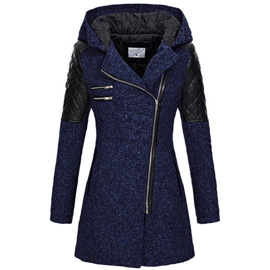 Asymmetrical Zip Fleece Lined Winter Jacket for Women