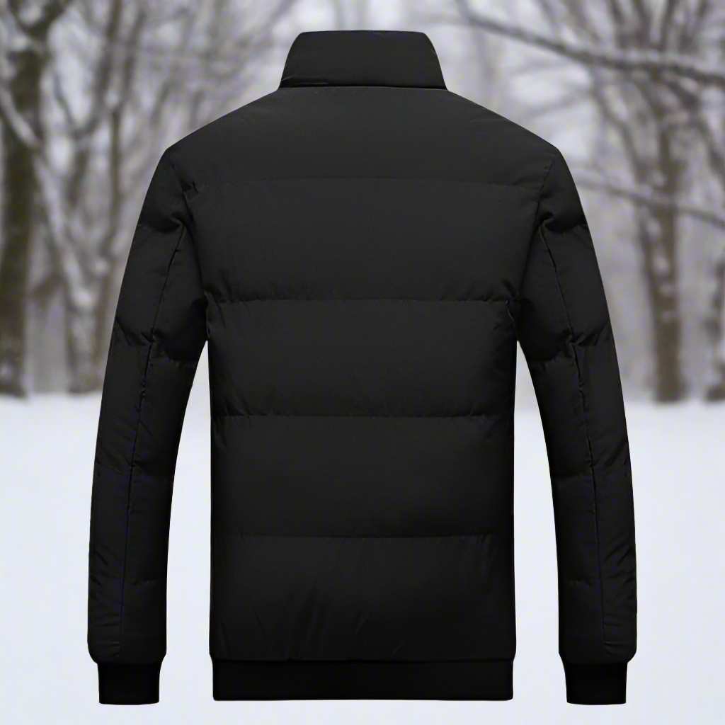 High-Collar Puffer Jacket with Zipper for Men