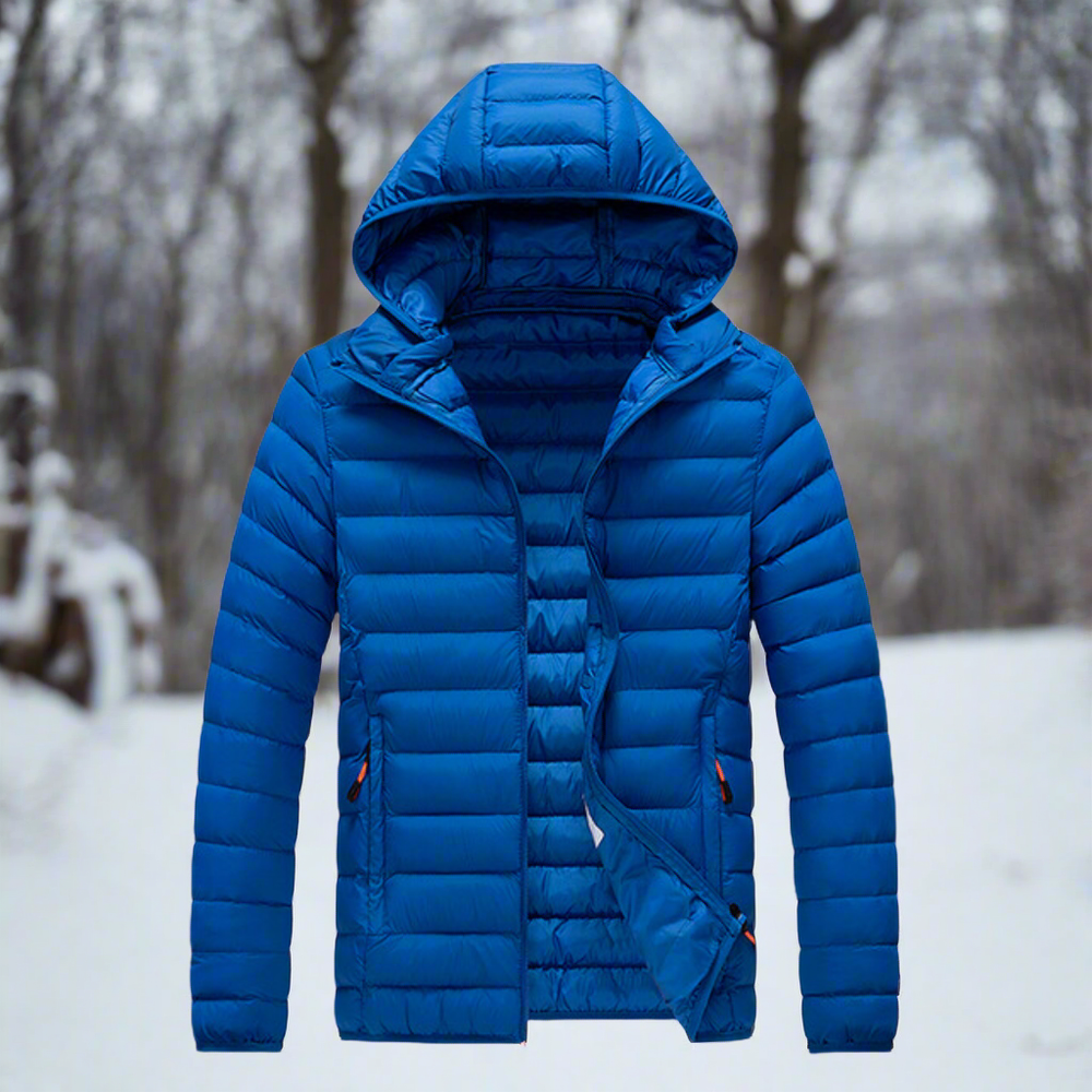 Padded Zip-Up Winter Jacket with Hood for Men