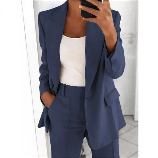 Slim Fit Blazer and Pants Set for Women