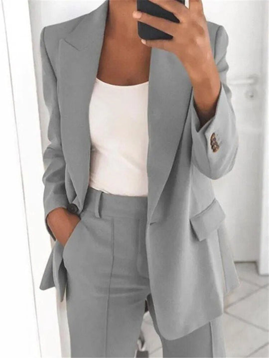 Slim Fit Blazer and Pants Set for Women