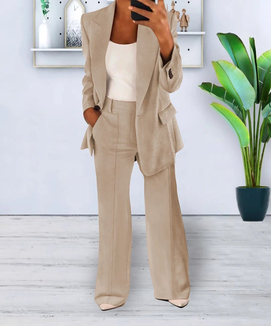 Slim Fit Blazer and Pants Set for Women