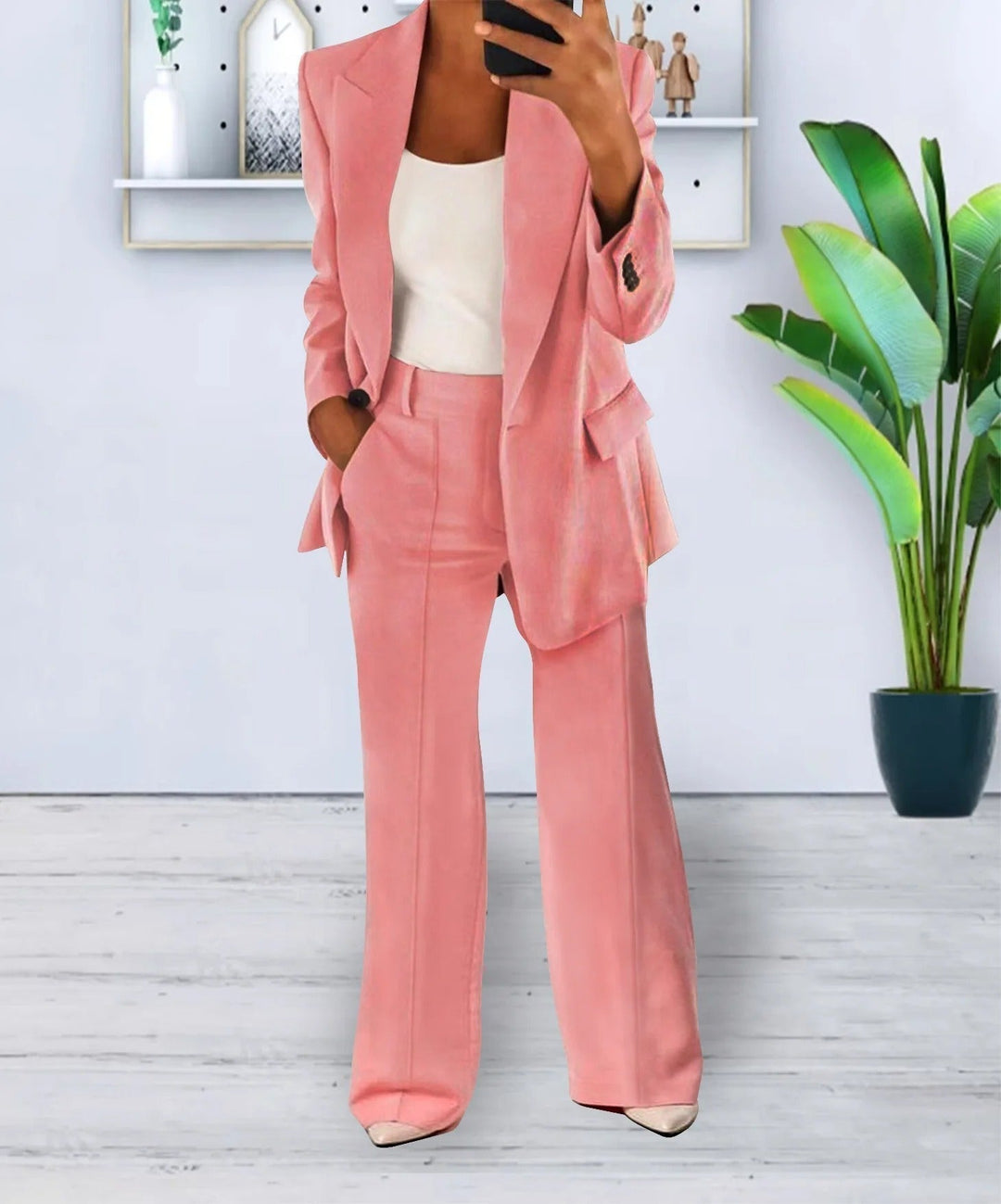 Slim Fit Blazer and Pants Set for Women