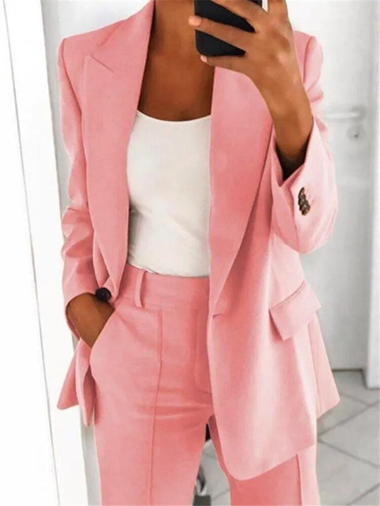 Slim Fit Blazer and Pants Set for Women