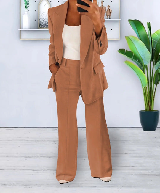 Slim Fit Blazer and Pants Set for Women