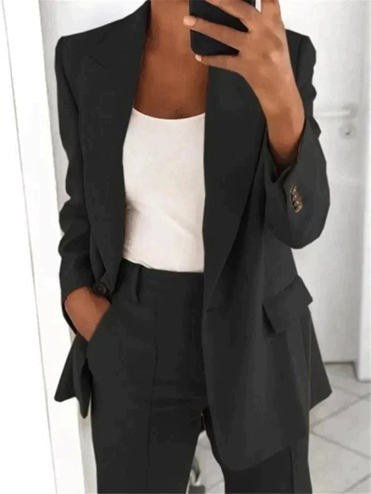 Slim Fit Blazer and Pants Set for Women