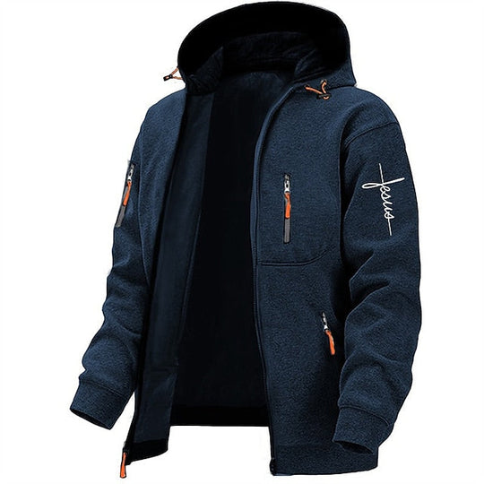 Modern Letter Graphic Jacket with Hood for Men