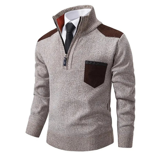 Modern Quarter-Zip Sweater with Pocket for Men