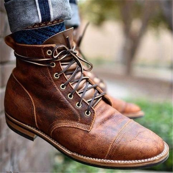 Lace-Up Leather Boots for Men