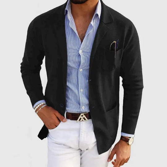 Plain Cardigan with Pockets for Men