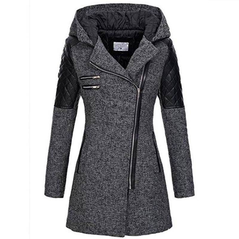 Asymmetrical Zip Fleece Lined Winter Jacket for Women