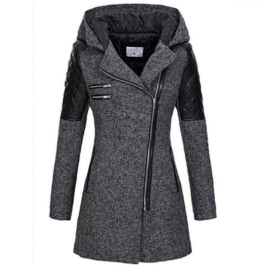 Asymmetrical Zip Fleece Lined Winter Jacket for Women