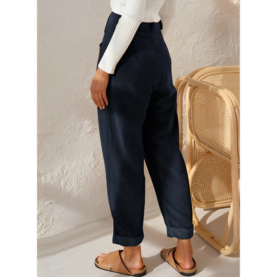 Stylish High Waist Corduroy Pants for Women