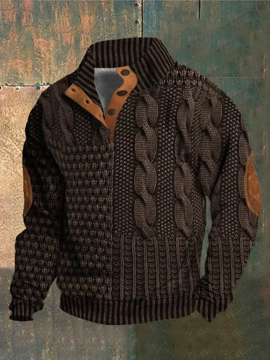 Baggy Button-Up Knitted Sweater for Men