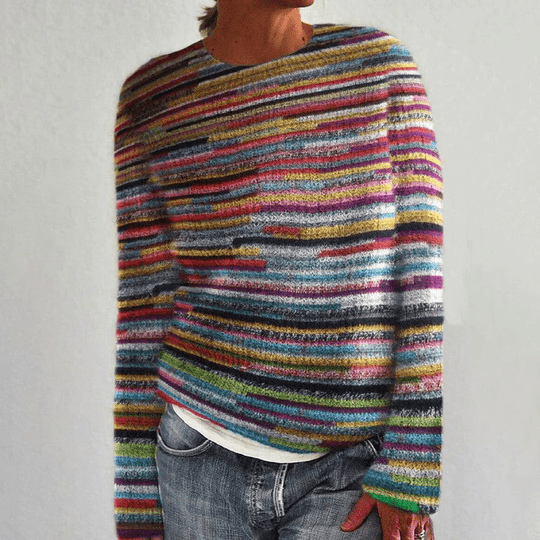 Cozy Striped Rib Sweater for Women