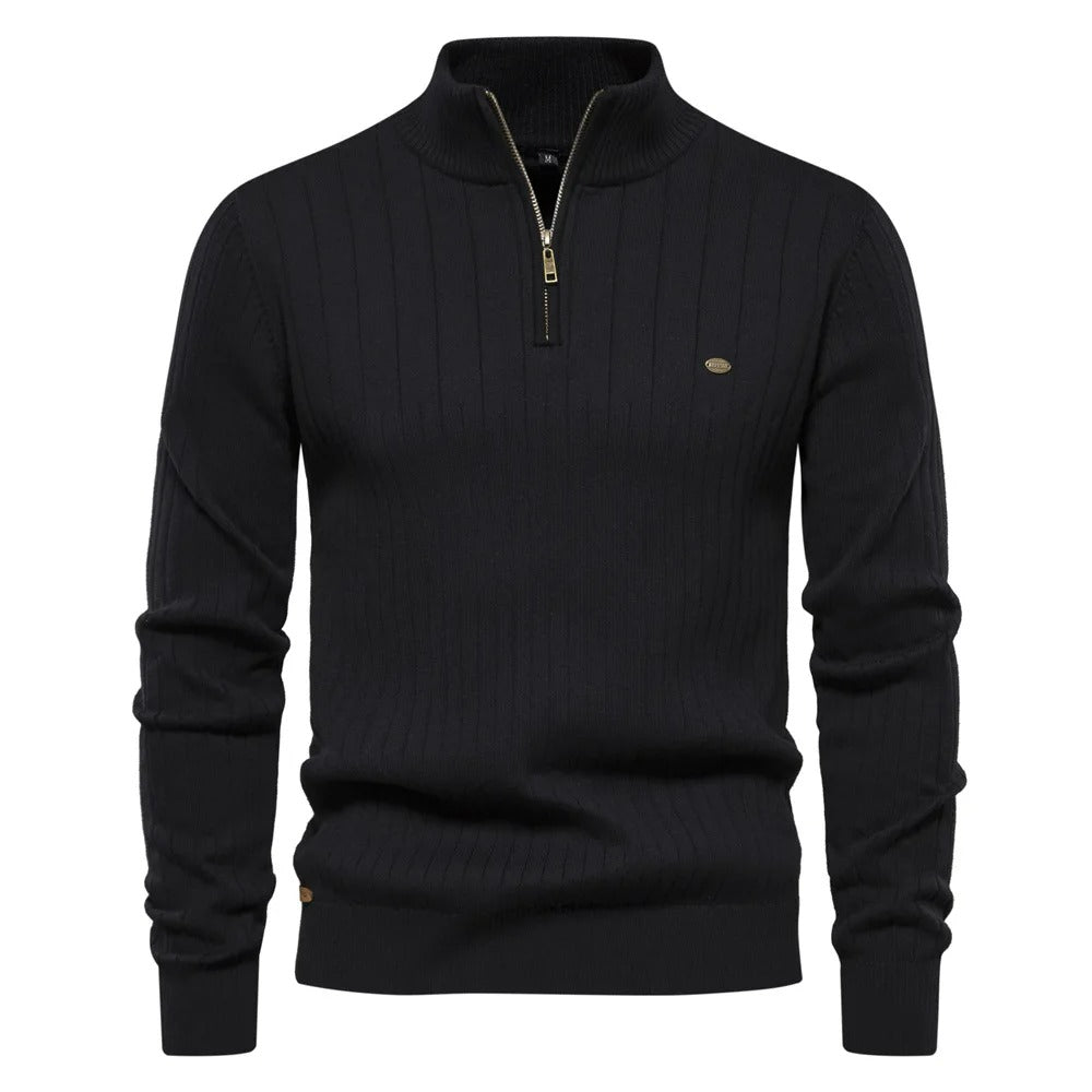 Cozy Ribbed Half-Zip Sweater for Men