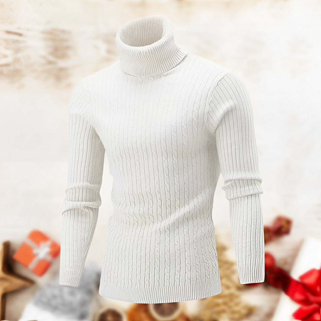 Slim-fit High-neck Collar Knit Pullover for Men