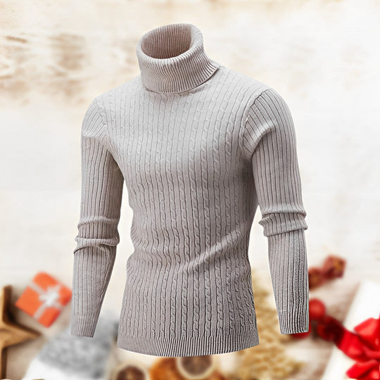 Slim-fit High-neck Collar Knit Pullover for Men