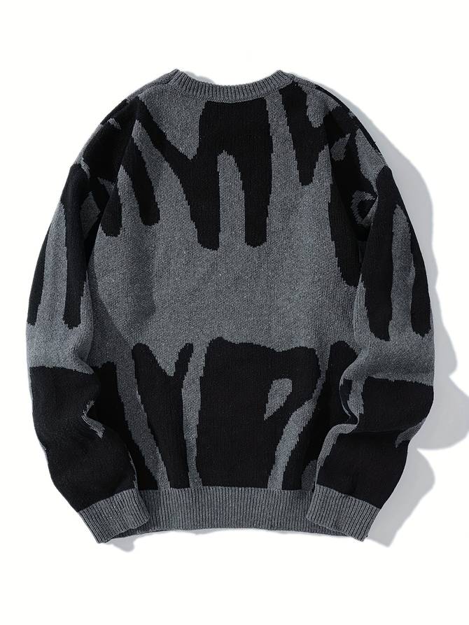 Bold Graphic Knit Sweater for Men