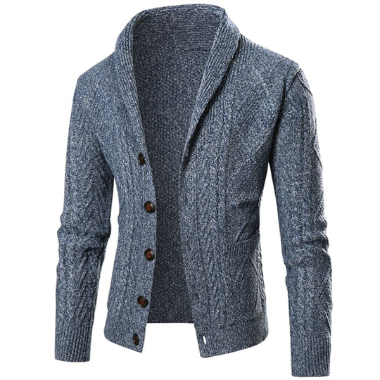 Warm Cable Knit Button Down Cardigan for Men