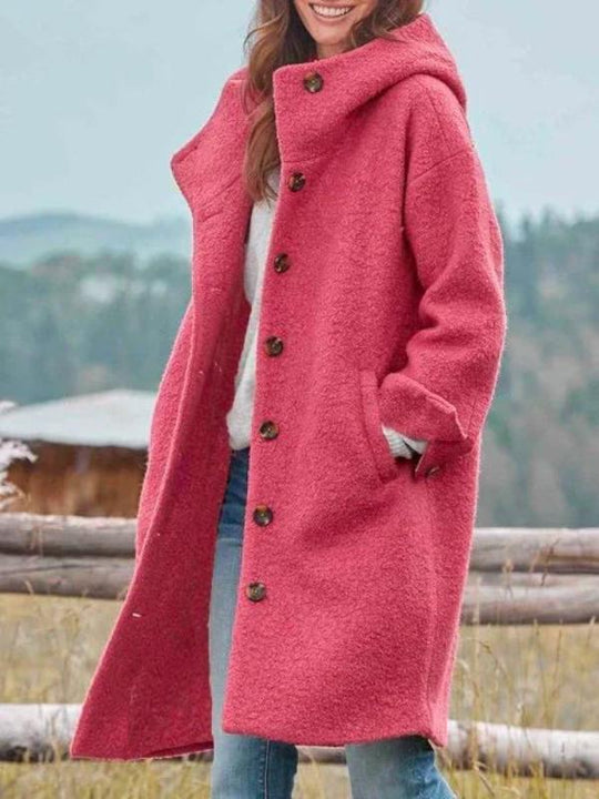 Single Breasted Coat with Buttons for Women