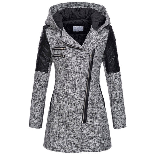 Asymmetrical Zip Fleece Lined Winter Jacket for Women