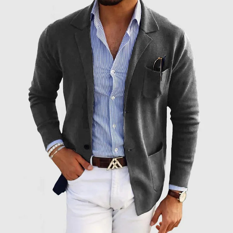 Plain Cardigan with Pockets for Men