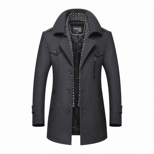 Single Breasted Buttoned Winter Coat for Men