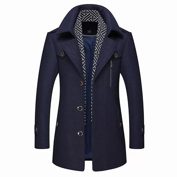 Single Breasted Buttoned Winter Coat for Men