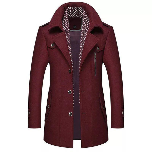 Single Breasted Buttoned Winter Coat for Men