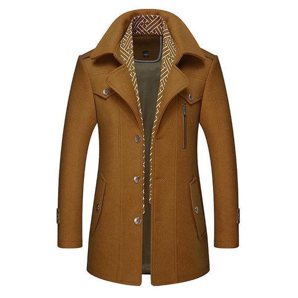 Single Breasted Buttoned Winter Coat for Men