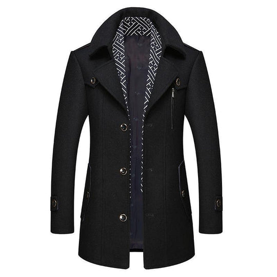 Single Breasted Buttoned Winter Coat for Men