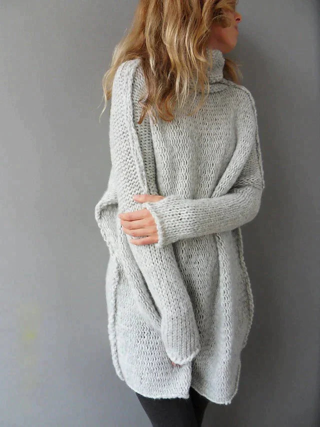 Loose High-neck Knitted Pullover for Women