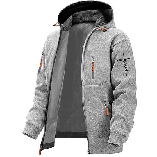 Modern Letter Graphic Jacket with Hood for Men