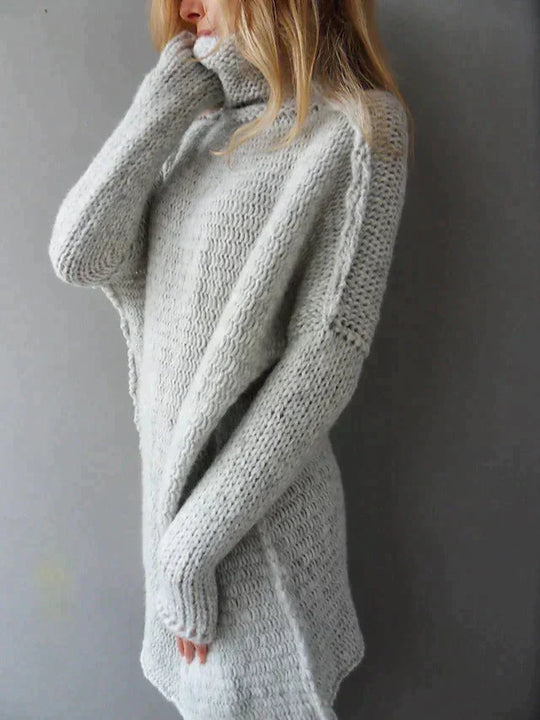 Loose High-neck Knitted Pullover for Women