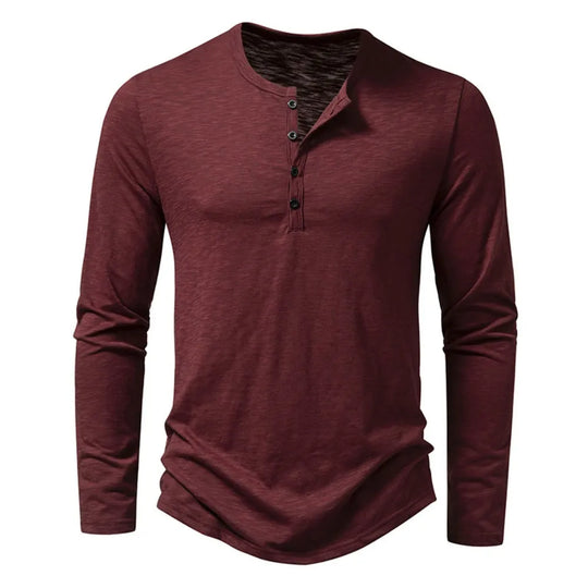 Slim-Fit Buttoned Long Sleeve Shirt for Men