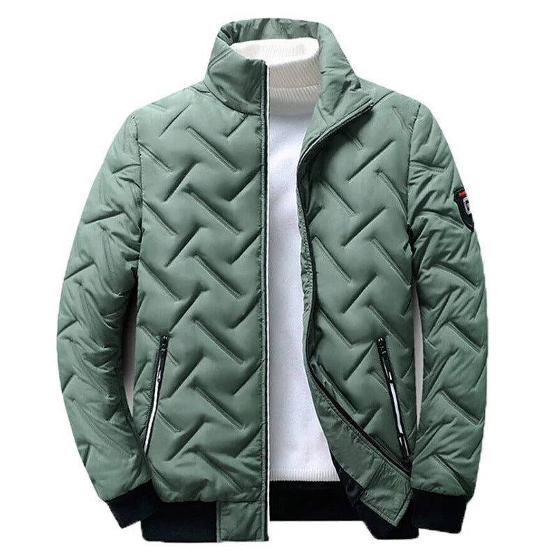 Padded Puffer Jacket with Zipper for Men