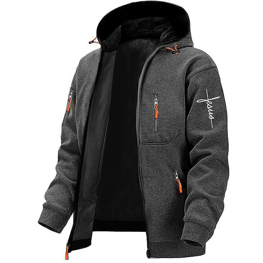 Modern Letter Graphic Jacket with Hood for Men