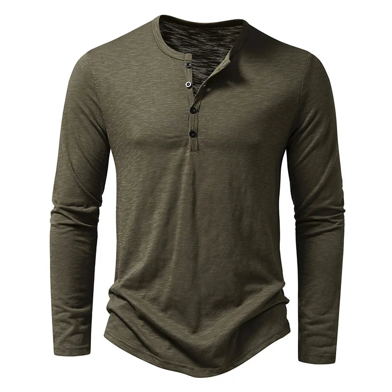 Slim-Fit Buttoned Long Sleeve Shirt for Men