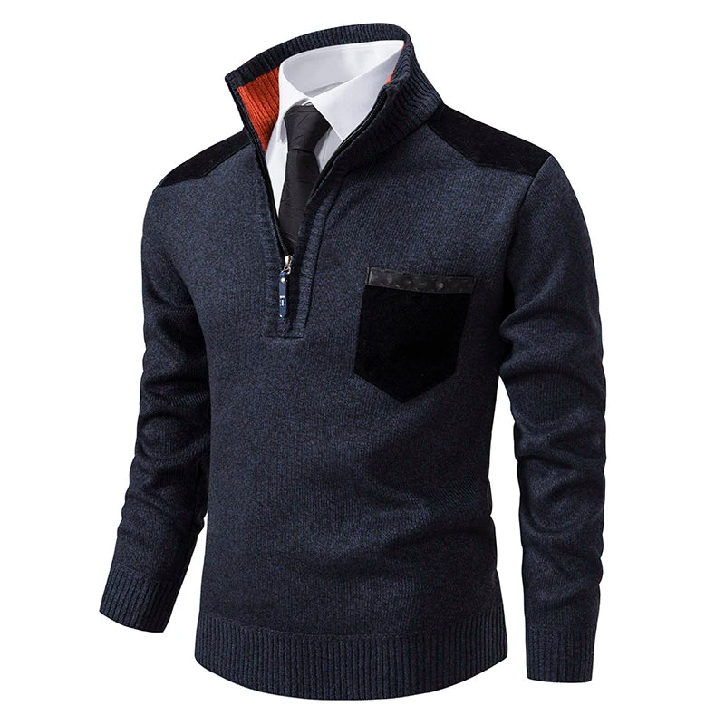 Modern Quarter-Zip Sweater with Pocket for Men